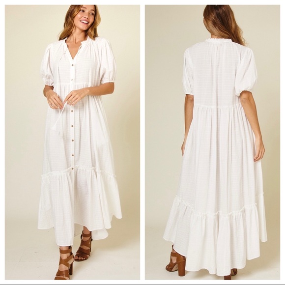 Boho Chic Fabiene Puff Sleeve Button Down Maxi Dress - Picture 5 of 5